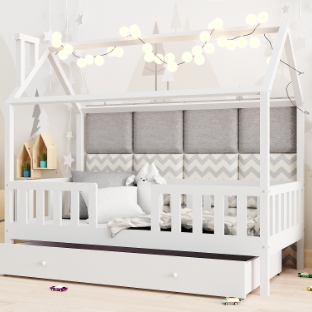 Łóżka dziecięce RYŚ typu domek w stylu skandynawskim