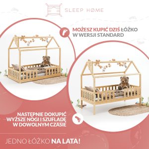 Łóżko domek dla dziecka, drewniane łóżka domki dla dzieci, łóżko domek z barierką od sleephome.