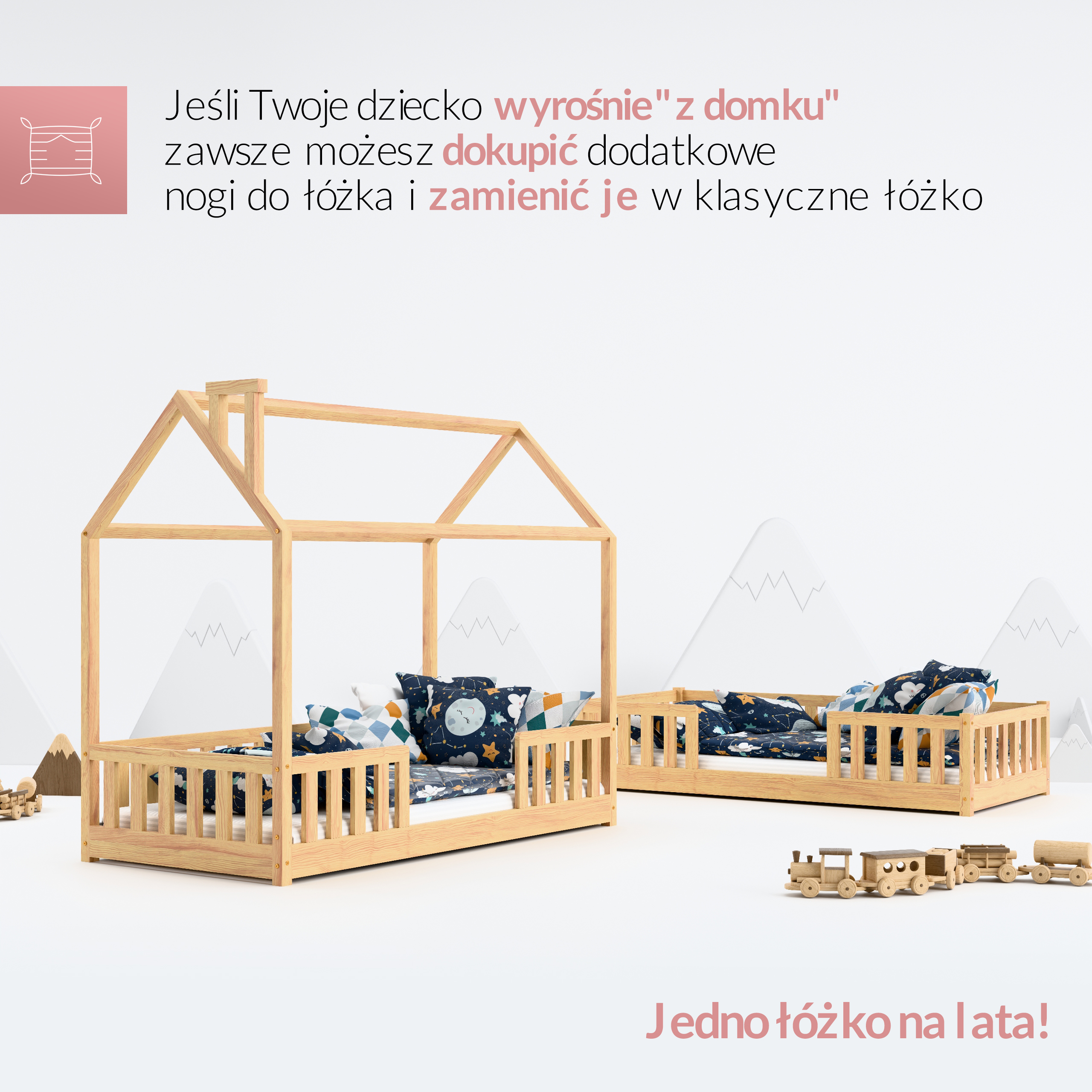 Łózko domek dla dziecka, łóżka dziecięce dla chłopca i dziewczynki. Łóżka od marki sleephome dla 2 i 3 latka.